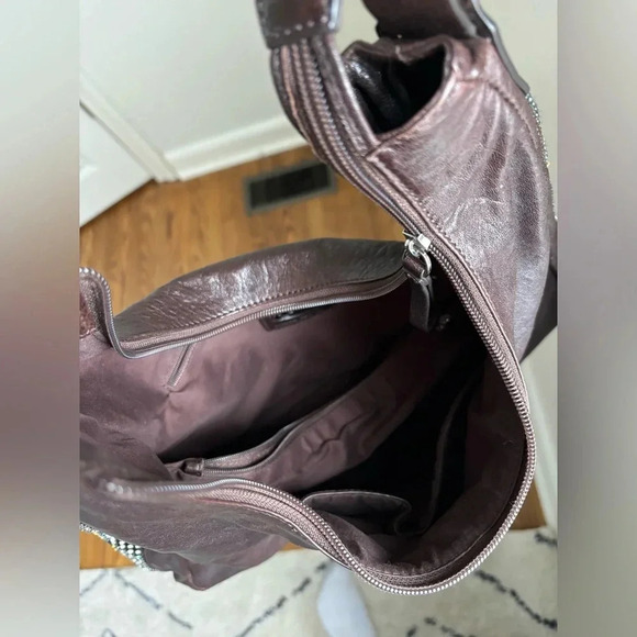 Vintage DXtouch Italian Leather Hobo Bag Swarovski Strap and Ring - Picture 13 of 13